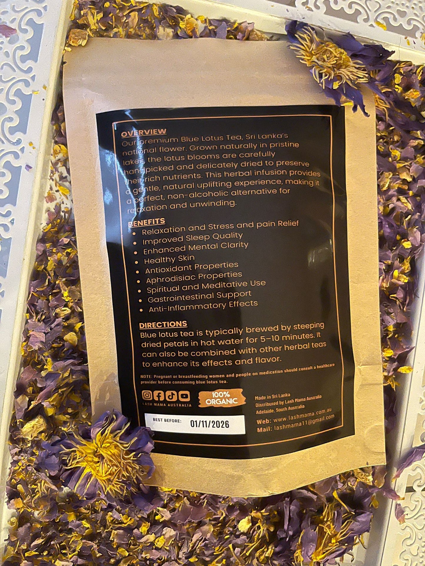 1 x 50g Lash Mama™ Blue Lotus Herbal Tea – Ancient Relaxation