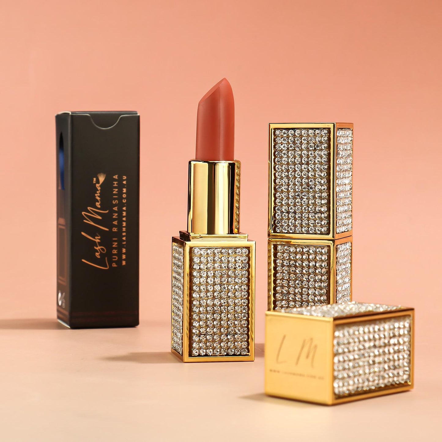 1 x 4.5g LASH MAMA™ Gold-Rhine-Stone Silky Sensual Matte Lipstick