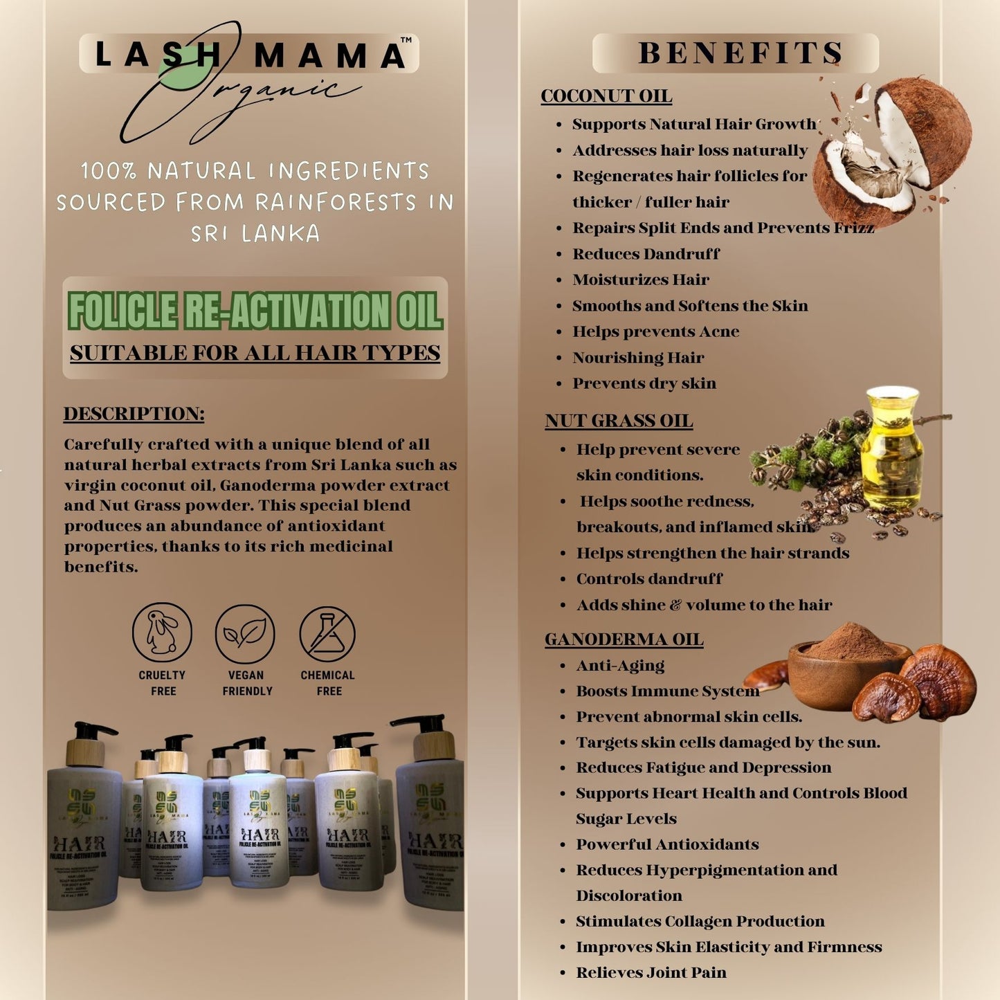 1 x 300ml Lash Mama Organic Hair / Skin Oil